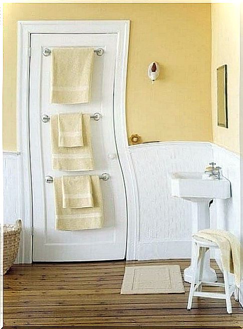 towel rack in the door