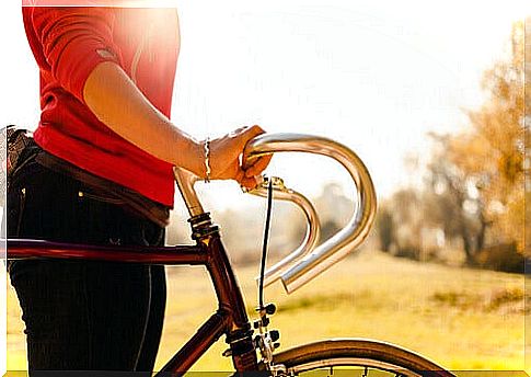 woman and bike