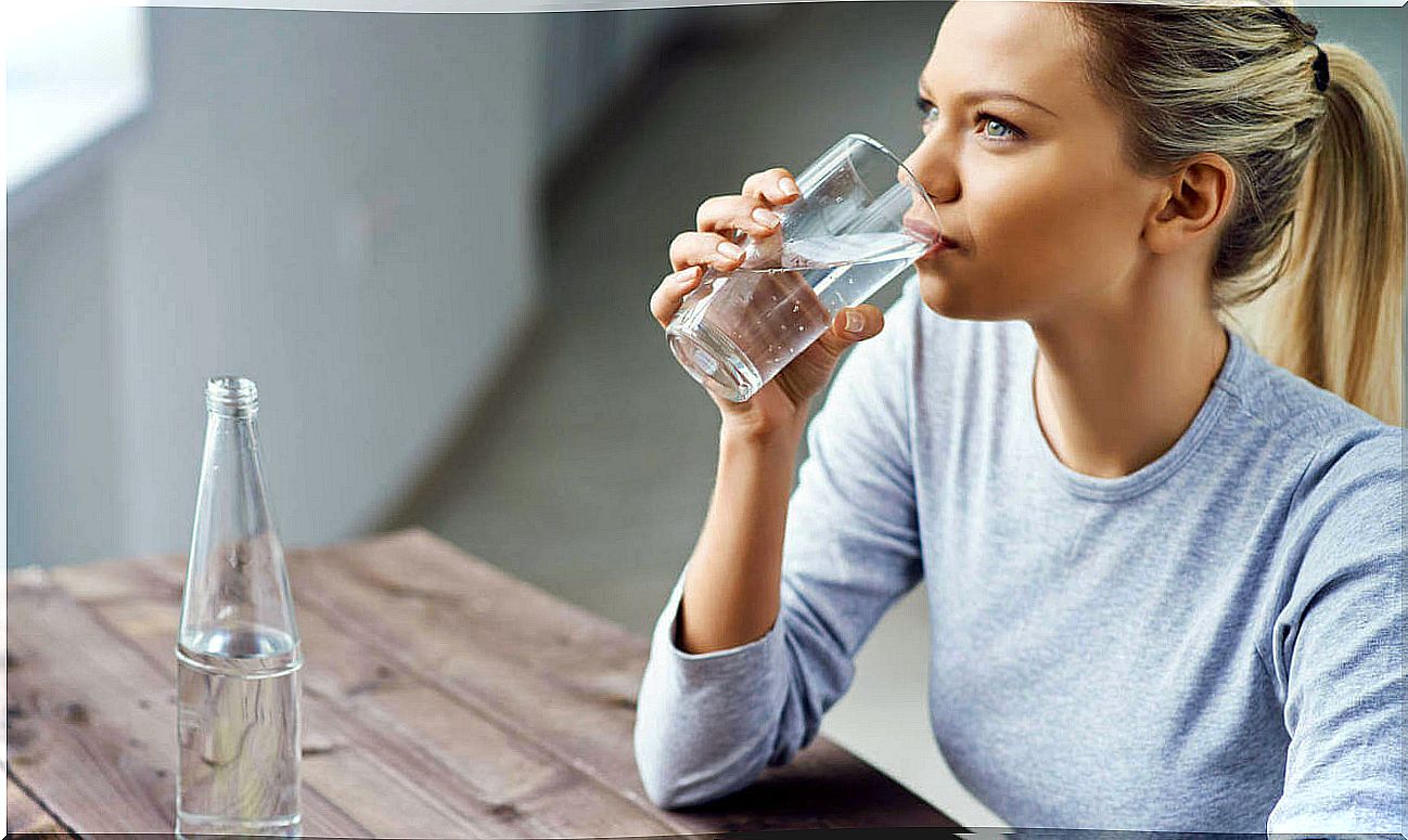 woman drinking water