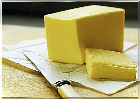 a large piece of butter