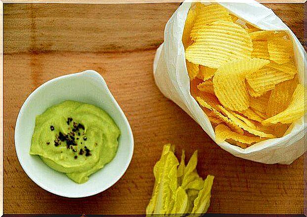 Guacamole can be eaten with chips, for example.